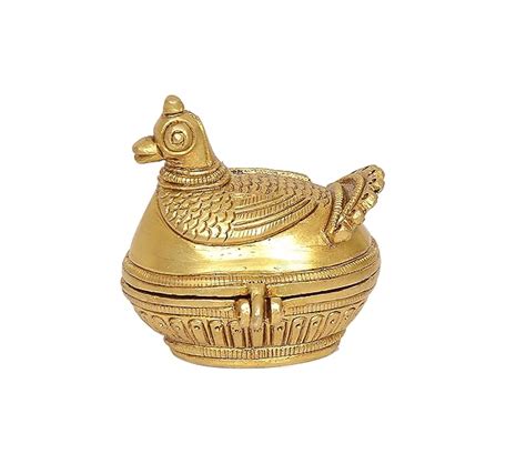 Brass Kumkum Sindoor Box with Peacock Design (Height: 2.5 Inches ...