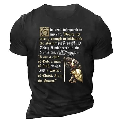 Men's Graphic Knights Templar Letter T Shirt Tee Casual Style Classic ...
