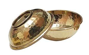 Buy Pure Source India Brass Hammered Bowl (150ml, Golden) Online at Low ...