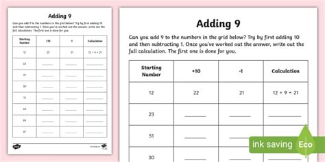 👉 Adding 9 Activity Sheet (teacher made) - Twinkl