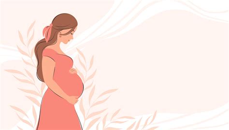 Banner about pregnancy and motherhood with place for text. Pregnant woman, future mom of hugging ...