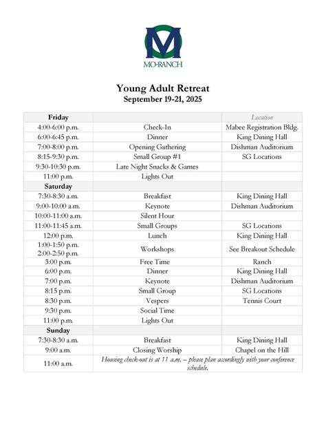 Young Adult Retreat • Presbyterian Mo-Ranch Assembly