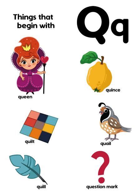 Things that start with the letter Q Educational vector illustration for ...