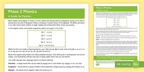 Phase 2 Phonics Guide for Parents