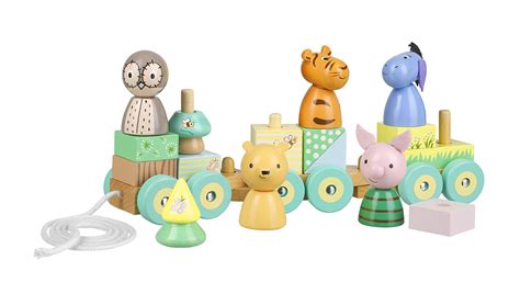 Buy Winnie The Pooh Toys - Wooden Stacking Train Pull Along Toy with ...