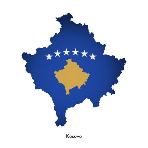 Vector illustration with Kosovo national flag with shape of this map simplified. Volume shadow ... - flag of kosovo
