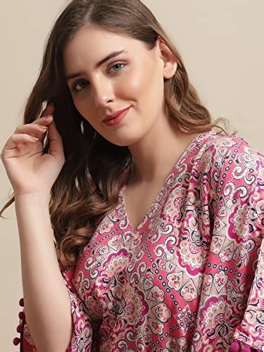 Buy Claura Pink Rayon Women Kaftan Nightdress / Kaftan Nighty for Women ...