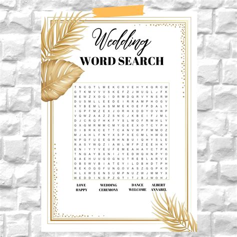 Personalized Bridal Game Wedding-bridal Word Search Creative Bridal ...