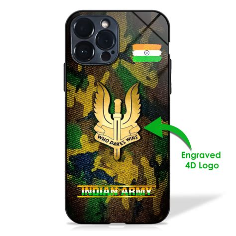 4D Engraved Indian Army Logo Camouflage Case | MW Stuffs