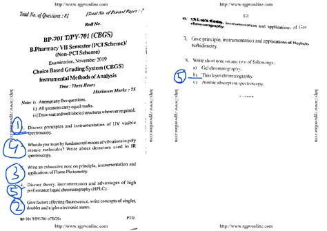 Bp 701 instrumental methods of analysis nov 2019 - Total No. of ...