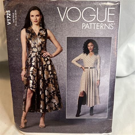Vogue Sew Pattern V1725 Uncut Size FS 16-24 Asymmetrical Dress w/ Cut ...