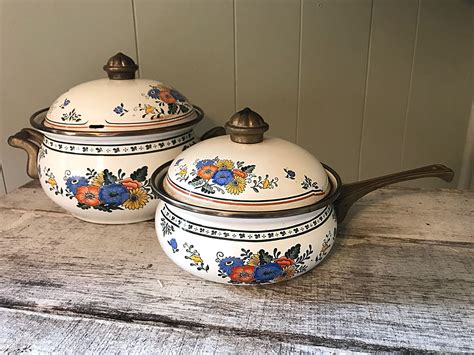 Vintage ASTA Floral Enamel Cookware, Floral Pots by AbbeyJayAntiques on ...