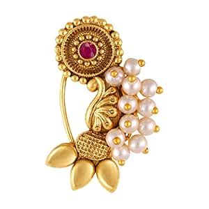 Buy Vighnaharta Gold Plated with Pearl Alloy and Artificial stone Non ...