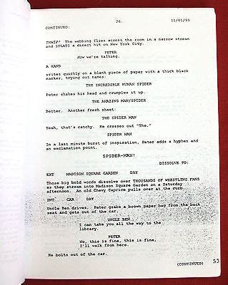 Image result for Spider-Man Script