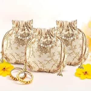 Kuber Industries Pack of 3 Potli Bags for Ladies & Girls | Women Shagun ...