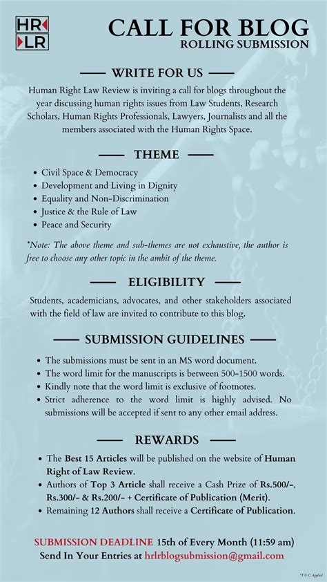 CALL FOR BLOGS BY HUMAN RIGHT LAW REVIEW: ROLLING SUBMISSIONS!! Katcheri