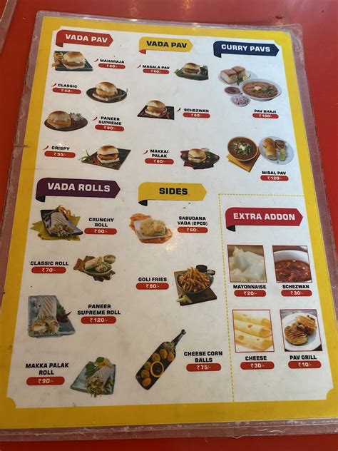 Menu at Goli Vada Pav No.1, Dehradun