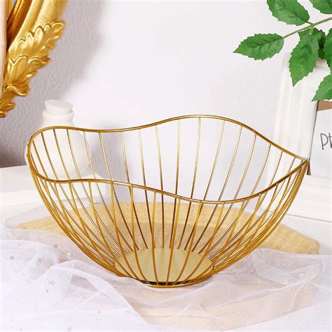 Bread Roti Fruit Basket | Elegant Gold Metal – Whites & Pastels