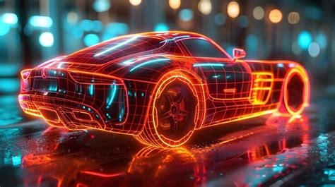Glowing high tech futuristic sports car with light up body and wheels ...