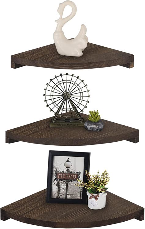 Sunexinlo 3 Tier Corner Floating Shelves, Solid Wood India | Ubuy