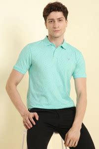 Allen Solly Printed Men Polo Neck Green T-Shirt - Buy Allen Solly ...