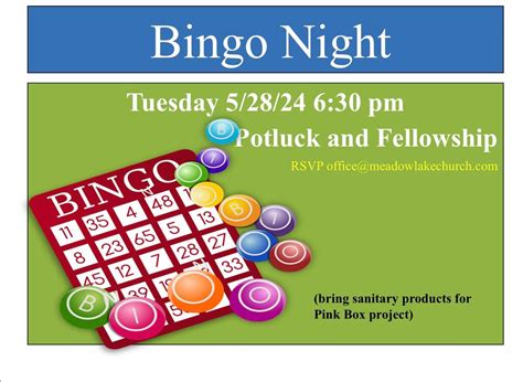 Meadowlake’s Bingo Night with Potluck Dinner and Fellowship Night, 6501 ...