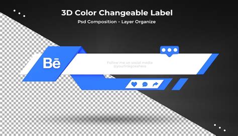 Behance connect us on social media lower third 3d design render icon ...