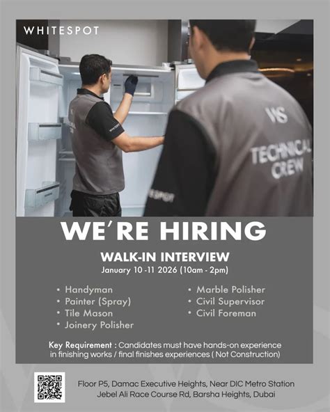 Whitespot Walk-In Interview 2026: Hiring Finishing Skilled Workers in ...
