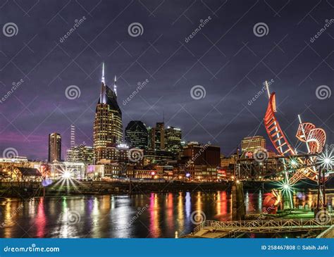 Nashville, TN - September 8 2019: the Nashville Skyline at Sunset ...