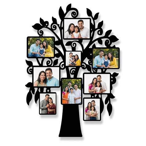 MUSHA Personalized Family Tree Photo Frame | 9 Photo Customized Wall ...