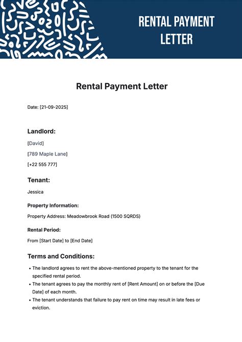 Rental Payment Letter Template - Edit Online & Download Example | Template.net