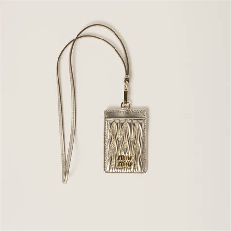 Pyrite Matelassé Nappa Leather Badge Holder | Miu Miu
