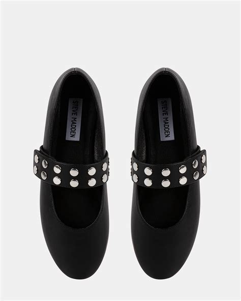 STRONG Black Studded Ballet Flats | Women's Designer Shoes – Steve ...