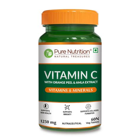 Pure Nutrition Vitamin C Tablets With Orange Peel & Amla Extract For ...