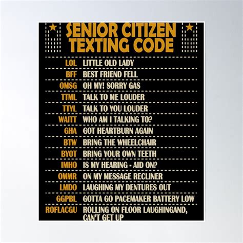 Senior Citizen Texting Code Cool Funny Old People Saying Poster in 2025 ...