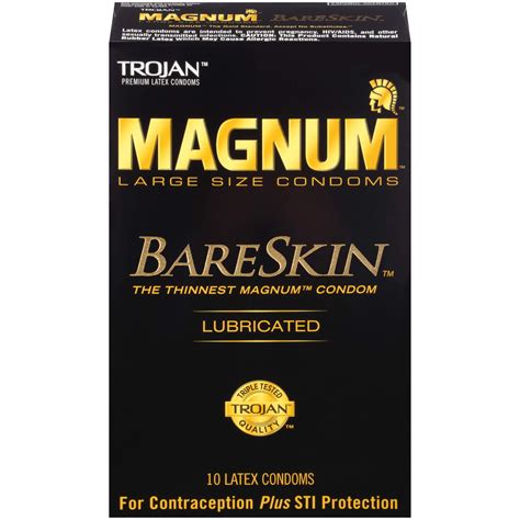 TROJAN Magnum Bareskin Lubricated Large Size Condoms 10 ea (Pack of 3 ...