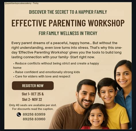 EFFECTIVE PARENTING WORKSHOP FOR FAMILY WELLNESS, Tiruchirappalli, 22 ...