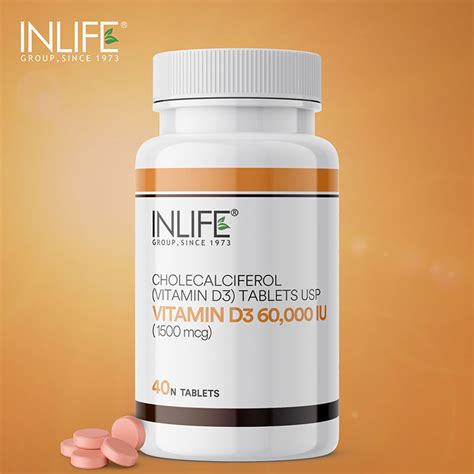 Buy Inlife Vitamin D3 60000 IU Chewable Tablets Online