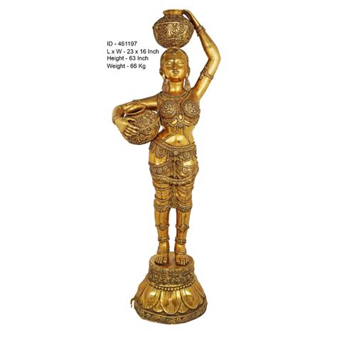 Brass Large Indian Matka Pot Lady Celestial Dacor Showpiece Statue 5 ...