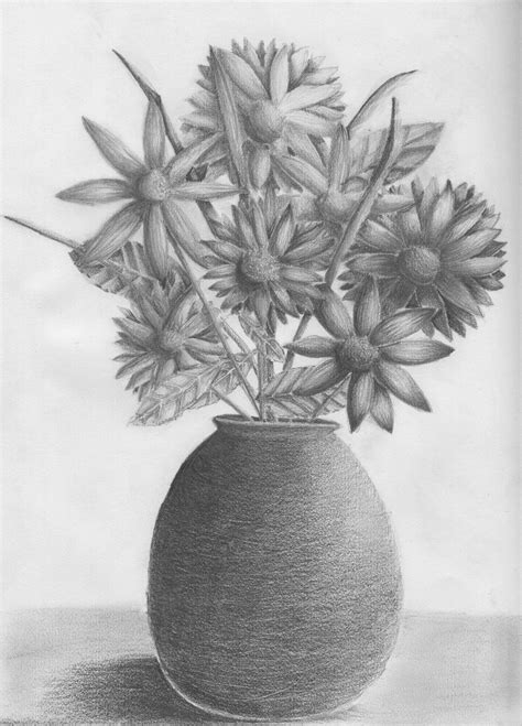 How To Draw A Flower Vase With Flowers