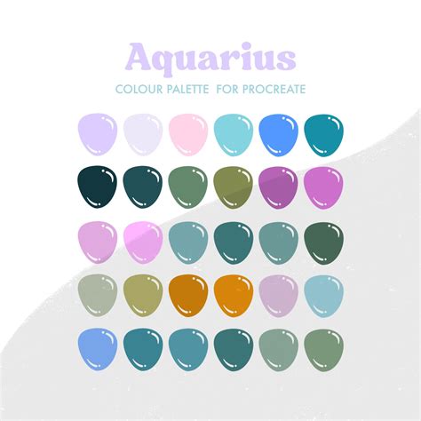 Aquarius Zodiac Sign Colour Palette for Procreate 30 Colours/swatches ...