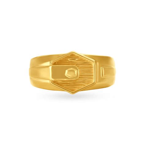 Geometric Textured Gold Ring for Men