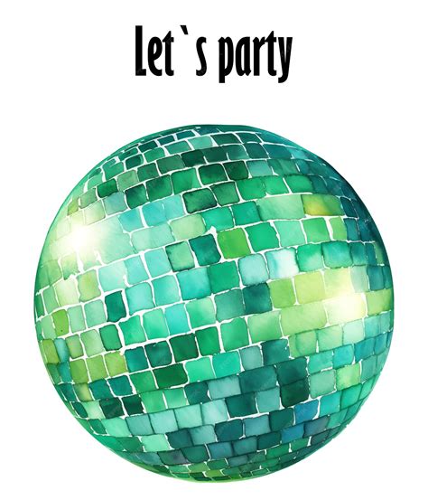 Premium Photo | Watercolor green disco ball Illustration Colorful party ...