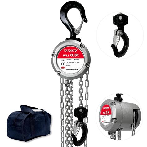 YATOINTO Aluminum Hand Chain Hoist-1/2 Ton(1100Lbs) Capacity Manual ...
