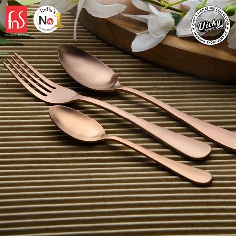 FnS Livo Rose Gold Stainless Steel 18 Pcs Cutlery Set | Chef Vicky Ratnani