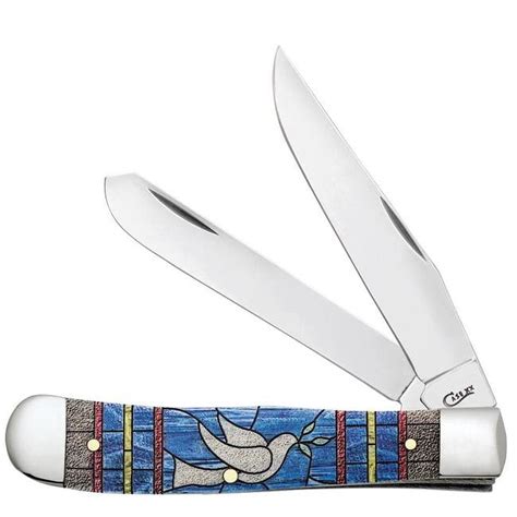 Embellished Smooth Natural Bone Trapper Dove Folding Knife with Color ...