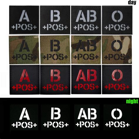 Blood Type IR Patch Military Tactical A+ B+ O+ AB+ Positive glow in the ...