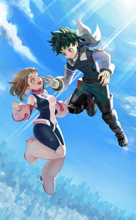 midoriya izuku and uraraka ochako (boku no hero academia) drawn by ...