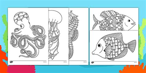 Adult Colouring Mindfulness Under the Sea Themed Sheets