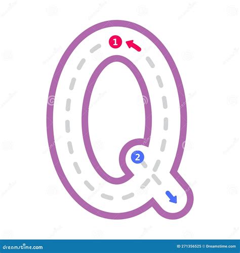 Tracing Alphabet Letter Q Uppercase Prewriting Dotted Line Element for Kindergarten and ...
